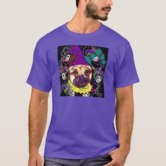 MARDI GRAS PUG T-SHIRT (Voorkant)