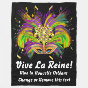Mardi Gras Queen 3 Blanket 30"x40" 50"x60" 60"x80" Fleece Deken
