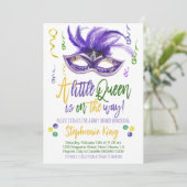 Mardi Gras Queen Baby shower Invitation Kaart (Staand voorkant)