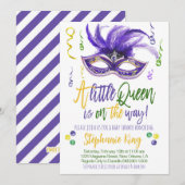 Mardi Gras Queen Baby shower Invitation Kaart (Voorkant / Achterkant)