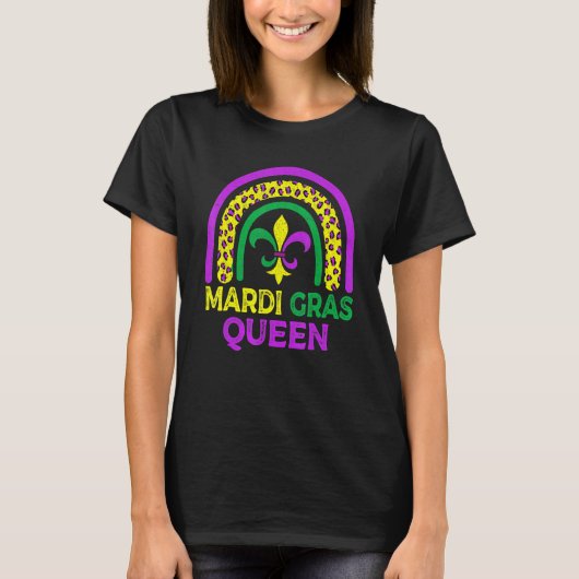 Mardi Gras Queen Leopard Rainbow Carnival Women Gi T-shirt (Voorkant)