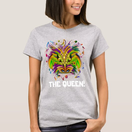 Mardi Gras Queen Light Uitzicht Notes Plse T-shirt (Voorkant)