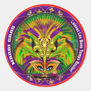 Mardi Gras Queen Style 2 Uitzicht Notes Plough Ronde Sticker