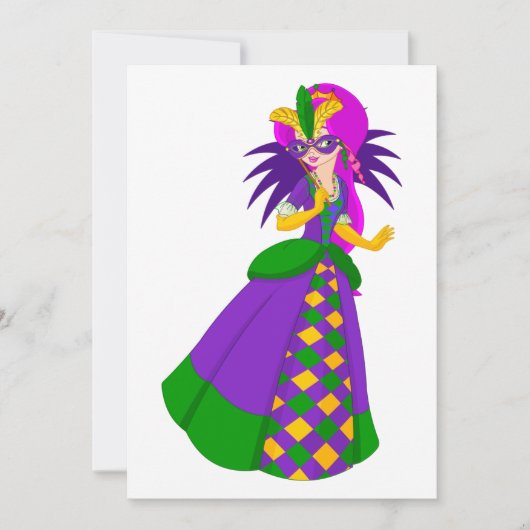 Mardi Gras Queen Uitnodigingen (Voorkant)