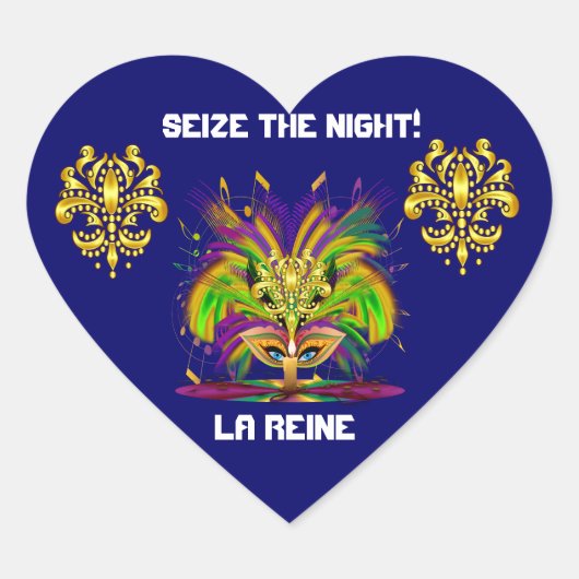 Mardi Gras Queen Uitzicht merkt op Hart Sticker (Voorkant)