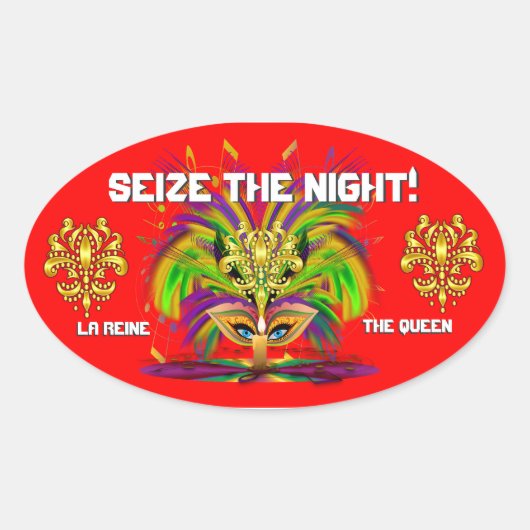 Mardi Gras Queen Uitzicht merkt op Ovale Sticker (Voorkant)