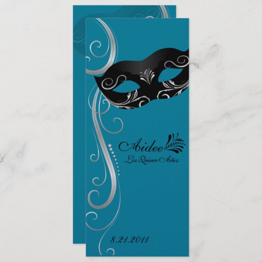 Mardi Gras Quince Kaart (Voorkant / Achterkant)