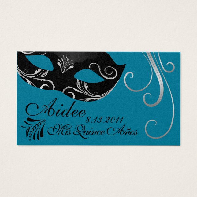 Mardi Gras QuinceTicketFr Visitekaartjes (Voorkant)