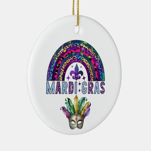 Mardi Gras Rainbow en Mask Ceramic Ornament (Rechts)