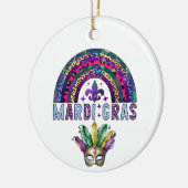 Mardi Gras Rainbow en Mask Ceramic Ornament (Links)