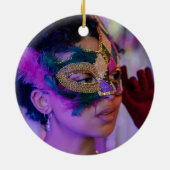 Mardi Gras Rainbow en Mask Ceramic Ornament (Achterkant)