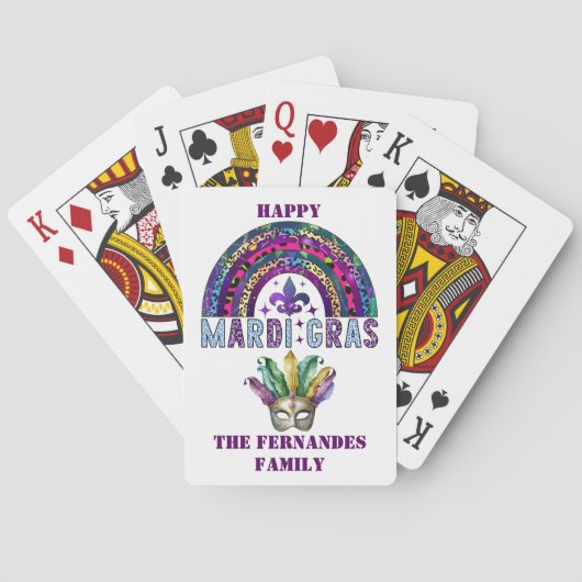 Mardi Gras Rainbow en Mask Plays Pokerkaarten (Achterkant)