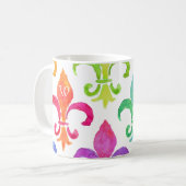 Mardi Gras Rainbow Fleur de lis Monogram Koffiemok (Voorkant links)