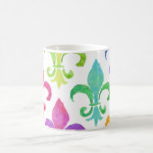 Mardi Gras Rainbow Fleur de lis Monogram Koffiemok (Center)