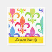 Mardi Gras Rainbow Fleur de lis Naam van de famili Servet (Voorkant)