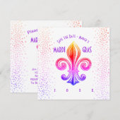 Mardi Gras Rainbow Fleur de Lis Party Kaart (Voorkant / Achterkant)