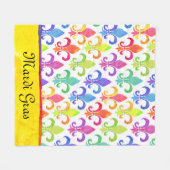 Mardi Gras Rainbow Fleur de lis Pattern Fleece Deken (Voorkant (Horizontaal))