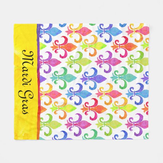 Mardi Gras Rainbow Fleur de lis Pattern Fleece Deken (Voorkant (Horizontaal))