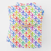 Mardi Gras Rainbow Fleur de lis Pattern Inpakpapier Vel (In situ)