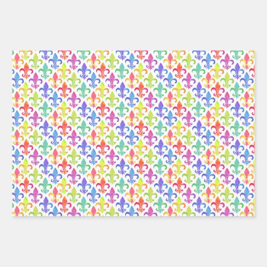 Mardi Gras Rainbow Fleur de lis Pattern Inpakpapier Vel (Voorkant)