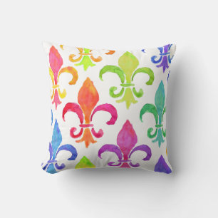 Mardi Gras Rainbow Fleur de lis Pattern Kussen