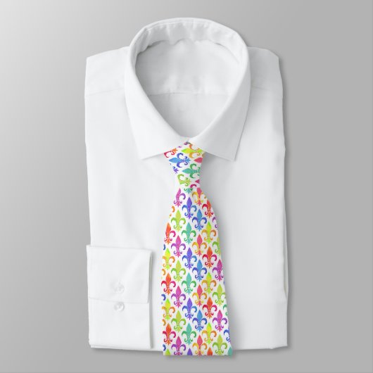 Mardi Gras Rainbow Fleur de lis Pattern Stropdas (Gebonden)