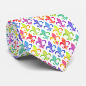 Mardi Gras Rainbow Fleur de lis Pattern Stropdas (Opgerold)