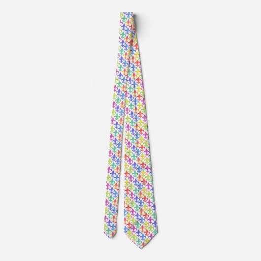 Mardi Gras Rainbow Fleur de lis Pattern Stropdas (Achterkant)