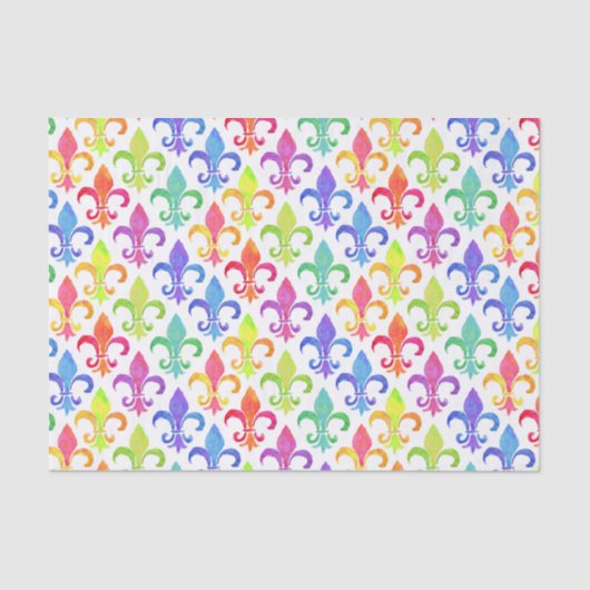 Mardi Gras Rainbow Fleur de lis Pattern Tissuepapier (Voorkant)