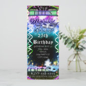Mardi Gras Rainbow Glow VIP Birthday Party Ticket Kaart (Staand voorkant)