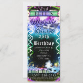 Mardi Gras Rainbow Glow VIP Birthday Party Ticket Kaart (Voorkant)