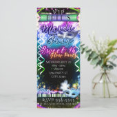Mardi Gras Rainbow Glow VIP SWEET 16 Party Ticket Kaart (Staand voorkant)