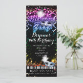 Mardi Gras Rainbow VIP Birthday Party Ticket Kaart (Staand voorkant)