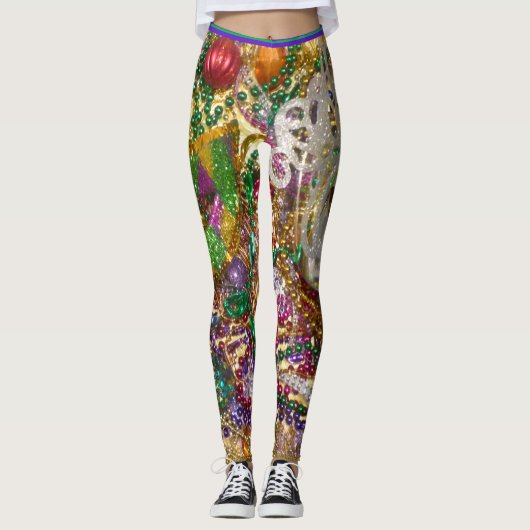 Mardi Gras Razzel Dazzel Leggings Bling Pants (Voorkant)
