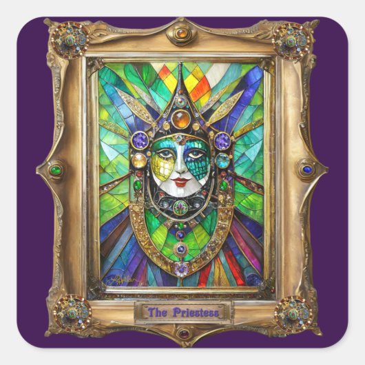Mardi Gras Realm Portraits - The Priestess Vierkante Sticker (Voorkant)