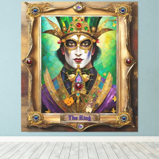 Mardi Gras Realm Portretten - De Koning Canvas Afdruk (Insitu (Houten vloer))