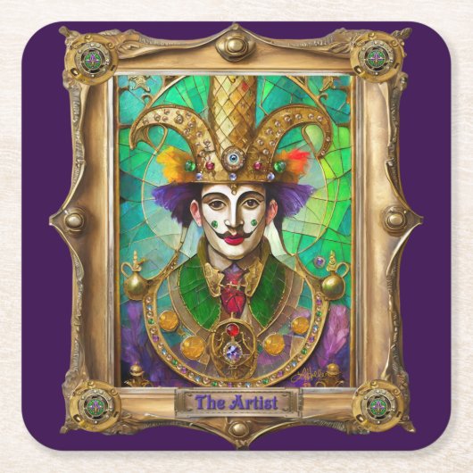 Mardi Gras Realm Portretten - De kunstenaar Dali Kartonnen Onderzetters (Voorkant)