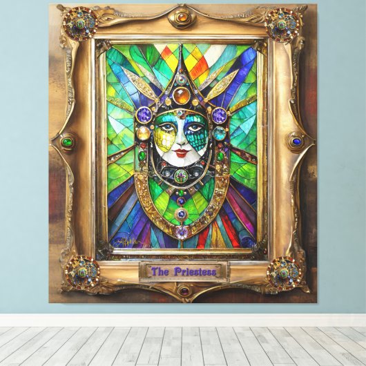 Mardi Gras Realm Portretten - De Priesteres Canvas Afdruk (Insitu (Houten vloer))