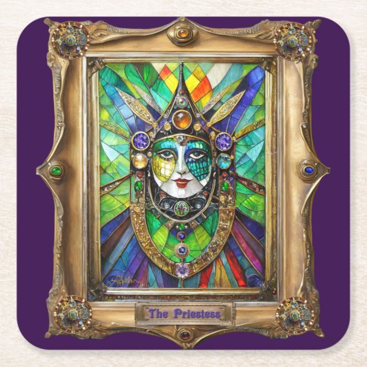 Mardi Gras Realm Portretten - De Priesteres Kartonnen Onderzetters (Voorkant)