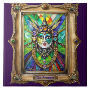 Mardi Gras Realm Portretten - De Priesteres Tegeltje