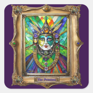 Mardi Gras Realm Portretten - De Priesteres Vierkante Sticker
