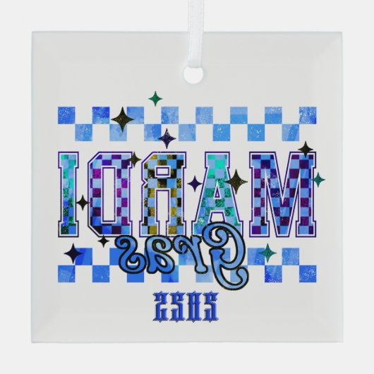 Mardi Gras Red Black Glas Ornament (Achterkant)