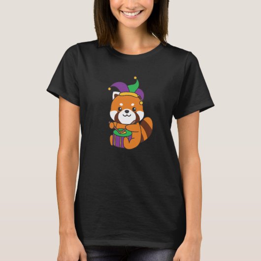 Mardi Gras Red Panda With Drum Mardi Gras Costume  T-shirt (Voorkant)
