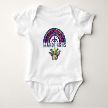 Mardi Gras Regenboog en Masker Baby Bodysuit