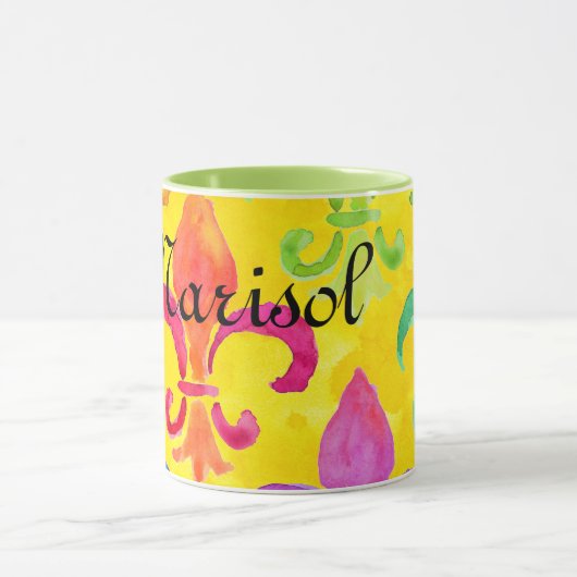 Mardi Gras Regenboog Fleur de lis Monogram Mok (Midden)