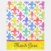 Mardi Gras Regenboog Waterverf Fleur de lis Patter Fleece Deken (Voorkant)