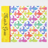 Mardi Gras Regenboog Waterverf Fleur de lis Patter Fleece Deken (Voorkant (Horizontaal))