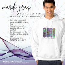 Mardi Gras Retro Glitter Kwast Hoodie