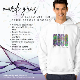 Mardi Gras Retro Glitter Kwast Hoodie
