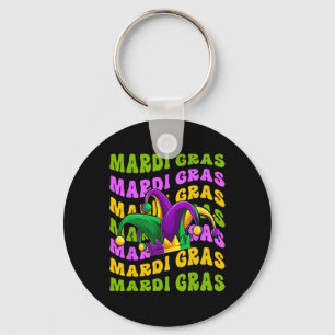 Mardi Gras Retro Groovy Jester Pet New Orleans Aut Sleutelhanger